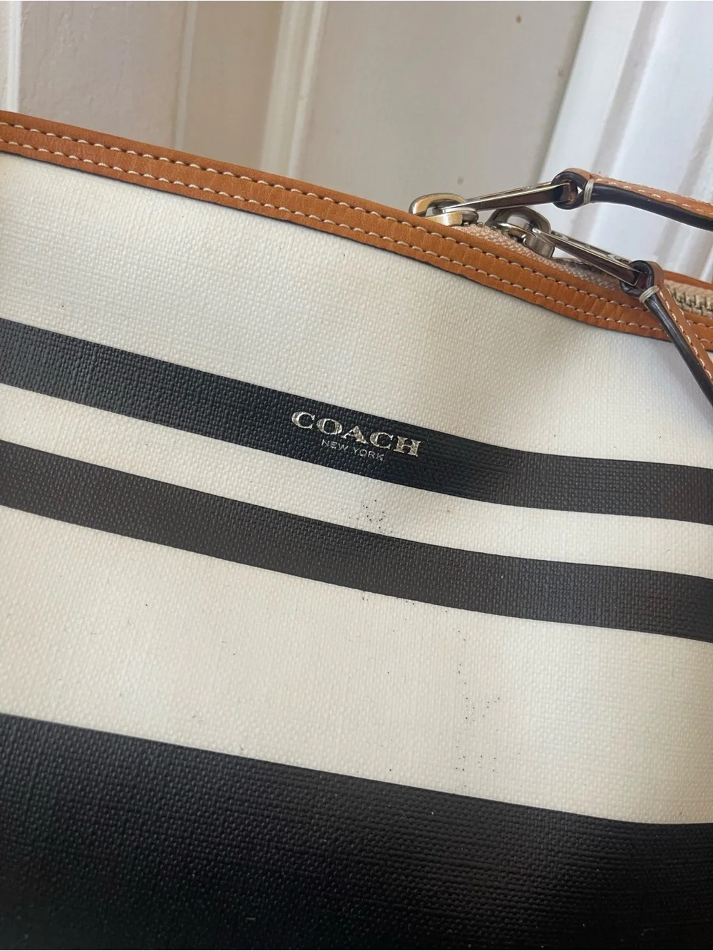 Coach Bleecker Striped Preston Satchel large.